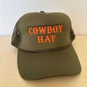 Olive Green Cowboy Hat with Orange Embroidery